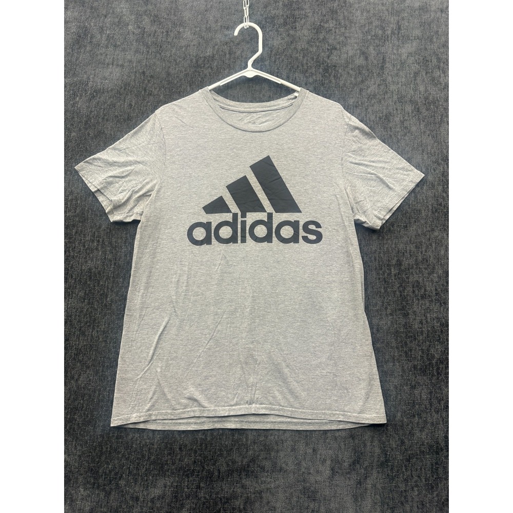 Adidas Amplifier Tee Shirt Mens Medium Gray Cotton Performance Badge Of Sport